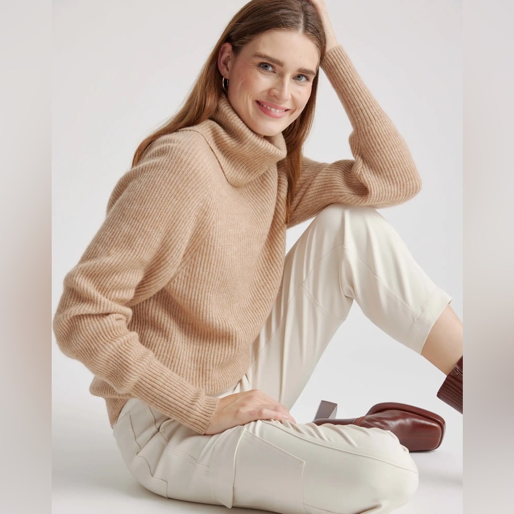 Quince Baby Alpaca-Wool Turtleneck in Camel